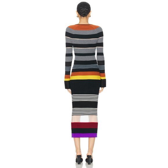 Zankov Leigh Dress in Black Multi Stripe Knit - Picture 3 of 4